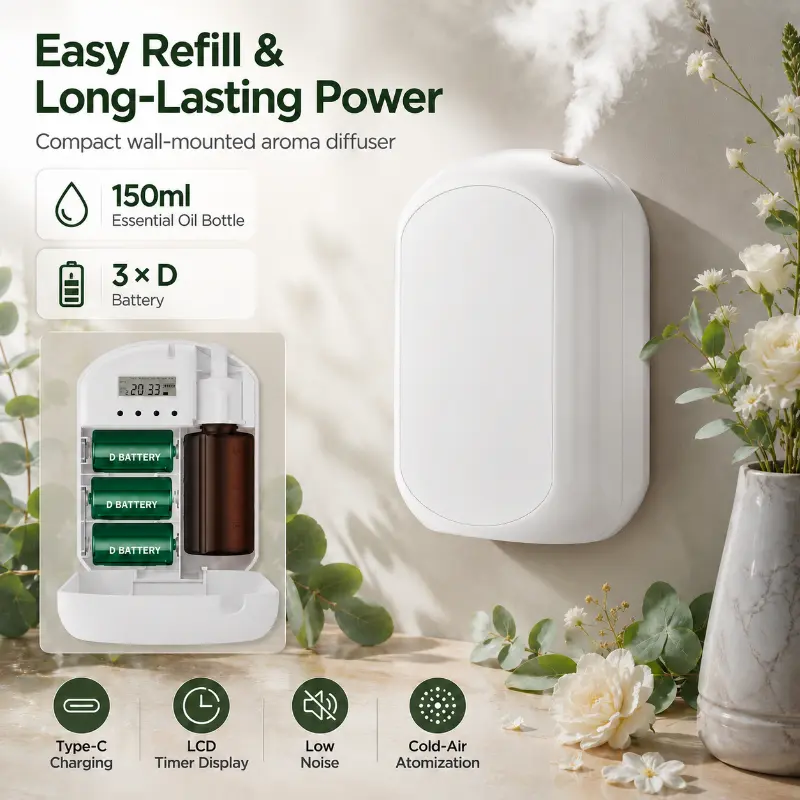 Distributeur d'arômes de toilettes alimenté par batterie